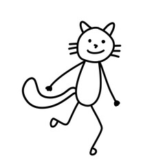 Vector outline stick men cats
