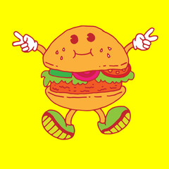 hand-drawn cartoon of the hamburger character