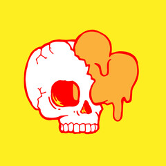 illustration of a melted heart in the skull head