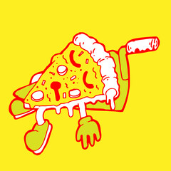 illustration of a sleeping pizza