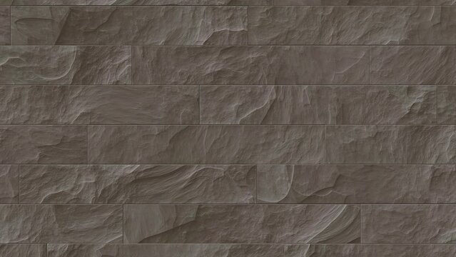 Brown Outdoor Stone Cladding Seamless Surface Loop. Stone Tiles Facing House Wall.