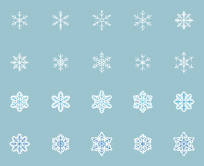 Snowflakes and white winter snowflakes with white background
