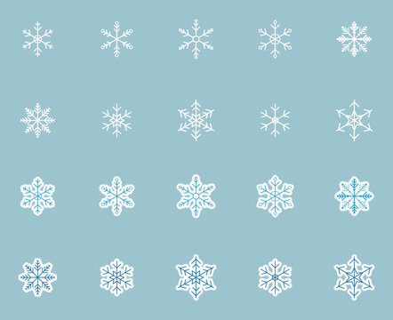 Snowflakes and white winter snowflakes with white background
