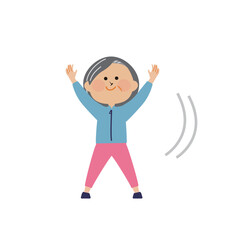 体操　運動するシニア女性のイラスト素材