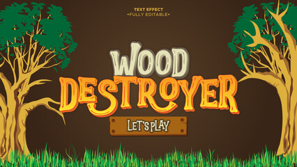 destroyers cartoon animated 3d text effect with forest background