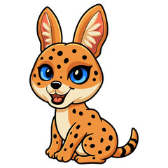 Cute serval cat cartoon sitting