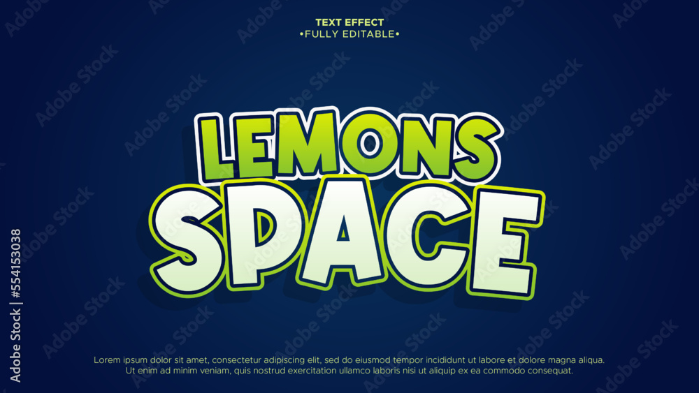 Poster lemon space 3d editable text effect