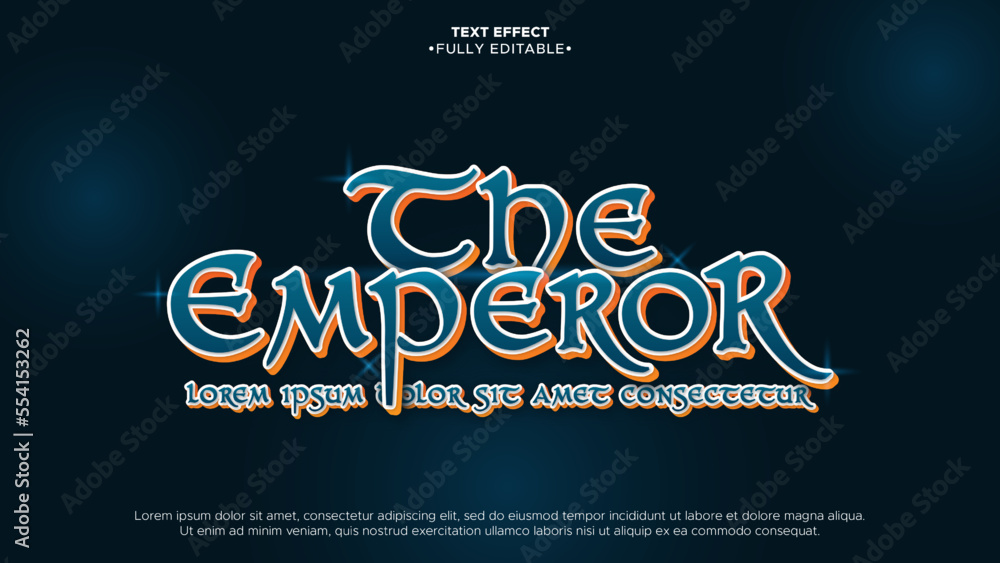 Poster the emperor 3d editable text effect with the theme of knights and heroes