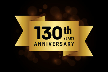 130th Anniversary. Anniversary Template Design with Golden Ribbon. Vector Template Illustration