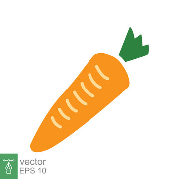Carrot icon. Orange fresh carrots, vegetable detox, product from the garden, for diets concept. Simple flat style. Vector illustration isolated on white background. EPS 10.