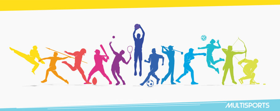 Premium editable vector collection of multisport players in action