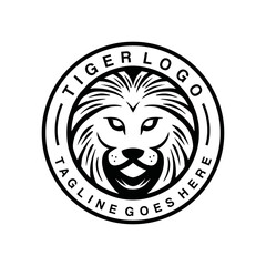 Head Tiger Logo Design Vector Brand illustration label Mascot badge symbol icon