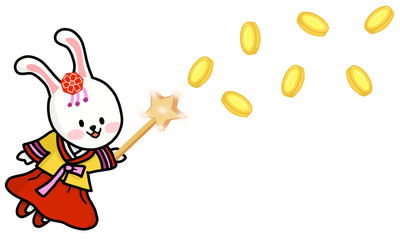 female rabbit blessing wealth with magic wand
