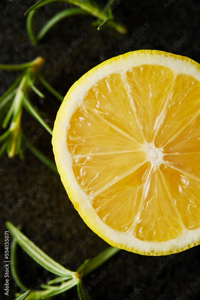 Poster close-up of a cut lemon