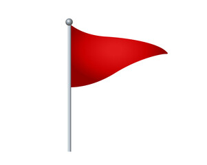 isolated triangular gradient red flag icon with silver pole on transparent background - 554155007
