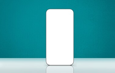 Modern smartphone with blank screen on background