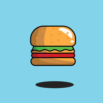 An image of a half burger on an orange background