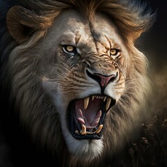 Fototapeta premium A magnificent lion roars.