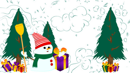 Christmas Background illustration. Cartoon holiday event poster.