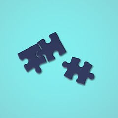Set of blue puzzle pieces on the desk
