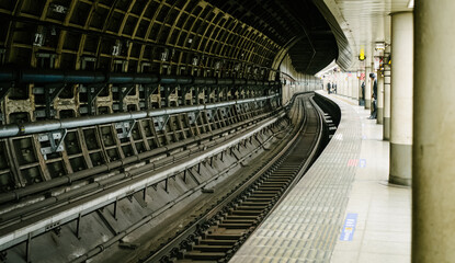 Tunnel and rail of Tokyo underground metro
