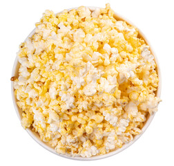 Popcorn isolated on white background, Popcorn on white With clipping path.