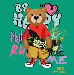 Teddy bear with a graffiti 