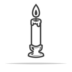 Candle with holder outline icon vector isolated