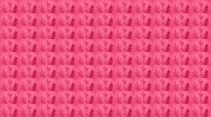 Pattern of colorful leaves in shades of magenta. Texture for design or Interior decor mit tropical plant. Wonder of natural design or Connecting with Nature. Close-up.