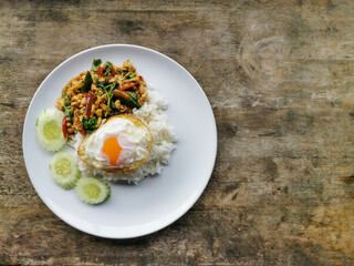 Pad Kra Pao Gai. Stir fry chicken with Thai holy basil leave.