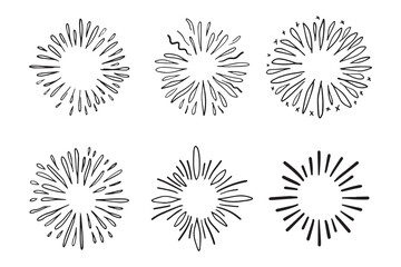 firework, starburst hand drawn, vector illustration.