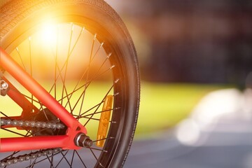 Modern bicycle details wheel outdoor
