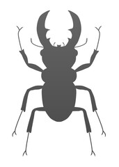 Black silhouette of a stag beetle