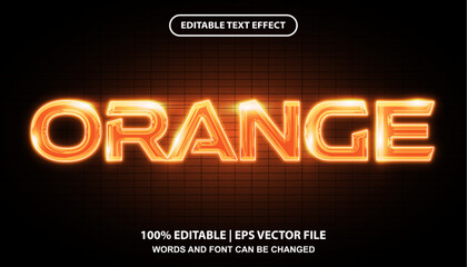 Orange editable text effect template, futuristic glowing neon light effect font style