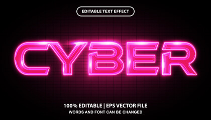 Cyber editable text effect template, futuristic glowing neon light effect font style
