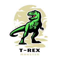 T-rex monster logo. Dinosaur Tyrannosaur Vector illustration.