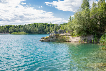 Excavation lake by a limestone quarry, Piechcin, Poland