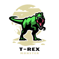 T-rex monster logo. Dinosaur Tyrannosaur Vector illustration.