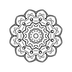 Black color vintage mandala, mandala lace pattern wit floral Iliustration, black mandala 