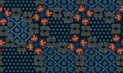 Seamless simple batik pattern Geometric ornament, fabric textile printing, wallpapers, gift wrap.