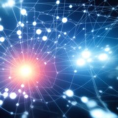 Artificial Intelligence, AI, network, future, holographic, light, blue, created with Generative AI