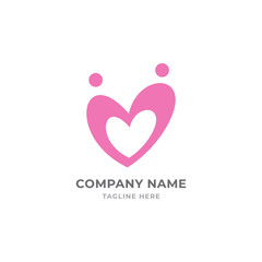 Love Couple Heart Logo Design Template. Dating Service Sign. Modern Design. Flat Logo. Vector Illustration