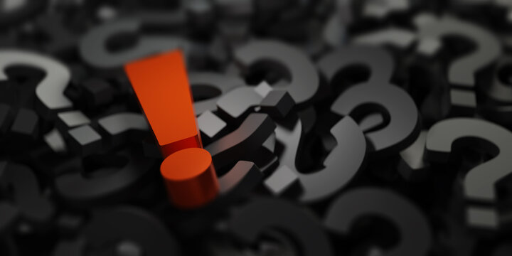 close up exclamation mark background, 3d rendering