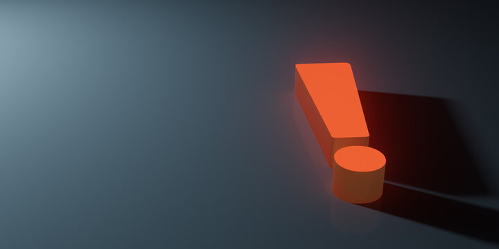 red exclamation mark background, 3d rendering
