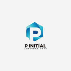 Obraz premium initial p icon logo gradient colorful