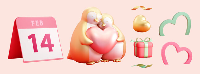 Valentine with penguin elements