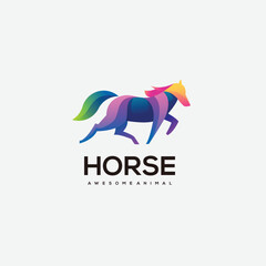 Fototapeta na wymiar horse design logo premium colorful
