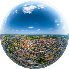 Ausblick über das Stadtzentrum von Lauingen an der Donau hinweg ins Donauried, Little...