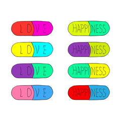 Set of capsules with Love and Happiness.