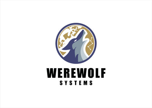wolf logo design system technology concept
